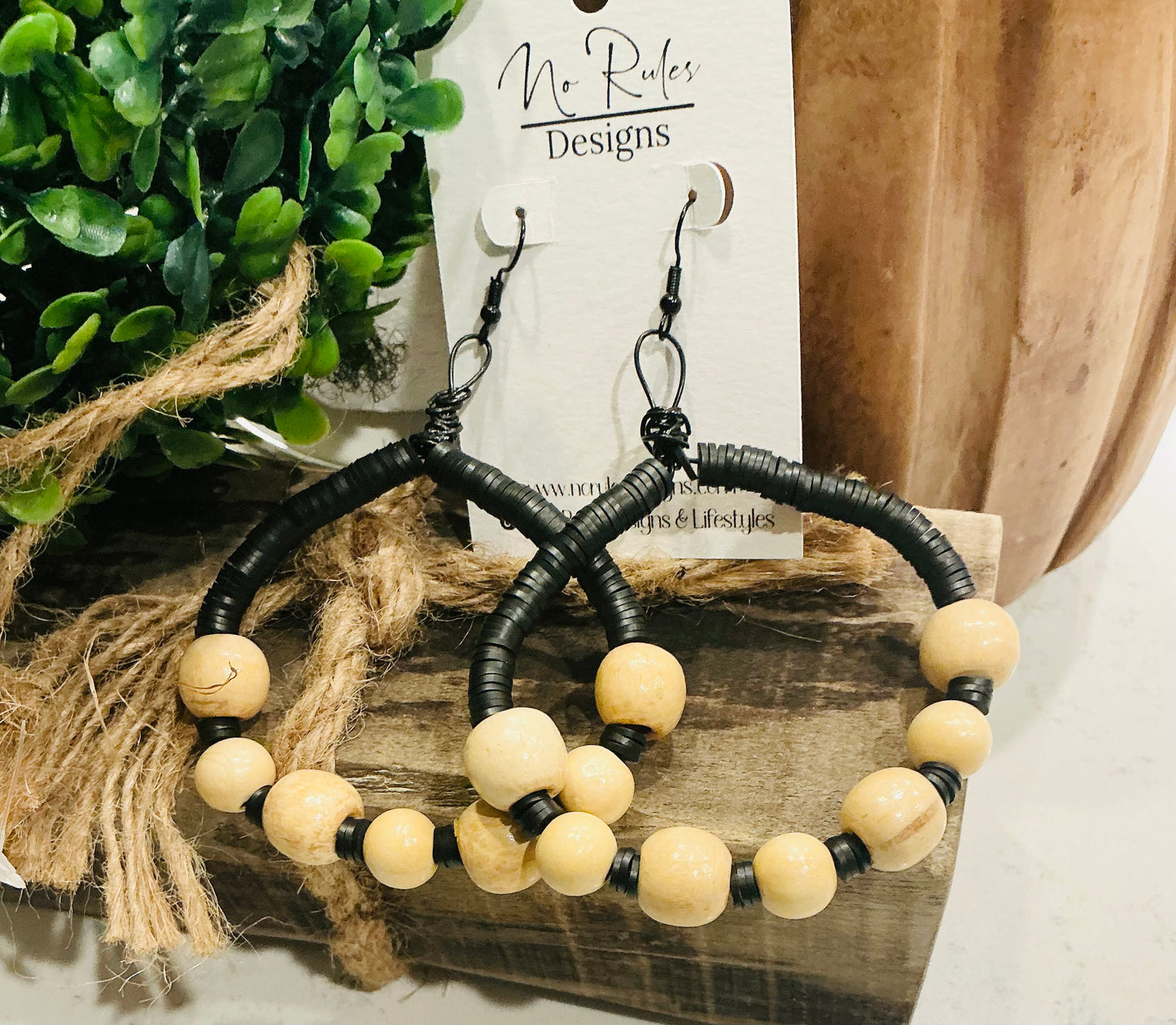 Wood beaded Hoops