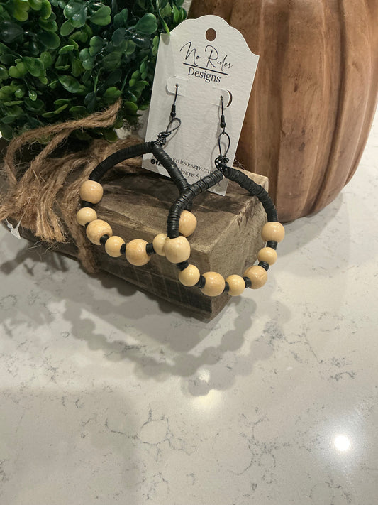 Wood beaded Hoops
