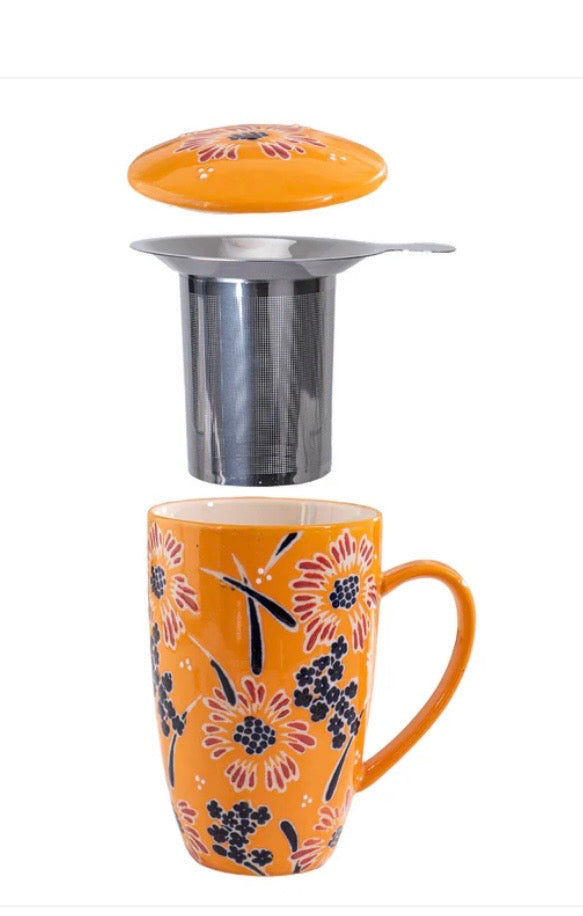Porcelain Mug with Strainer/Orange